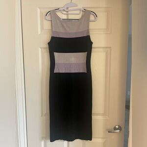 Karen Millen Gray and Purple Sheath Midi Dress